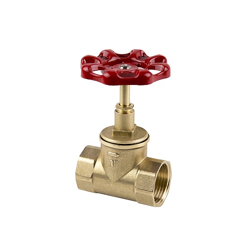 Вентиль запорный, латунь 1", индивидуальная упаковка, желтый, РТП