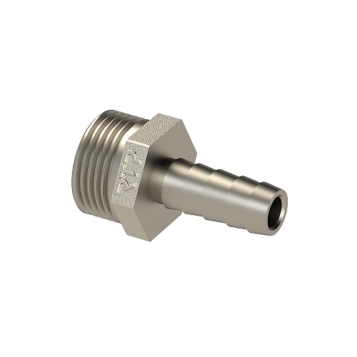 Штуцер для шланга, латунь, наружная резьба 18х1/2", никель, RTP