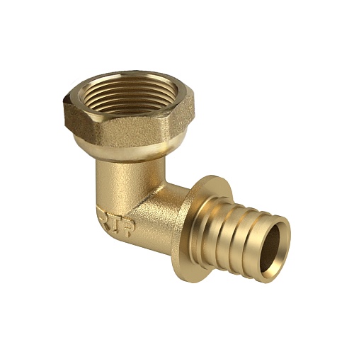 Угольник с накидной гайкой аксиальный, латунь,25х 1", желтый, RTP