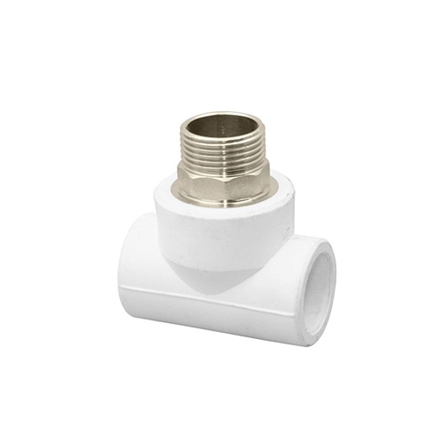 Тройник комбинированный под ключ PPR наружная резьба 40х1 1/4, белый, РТП